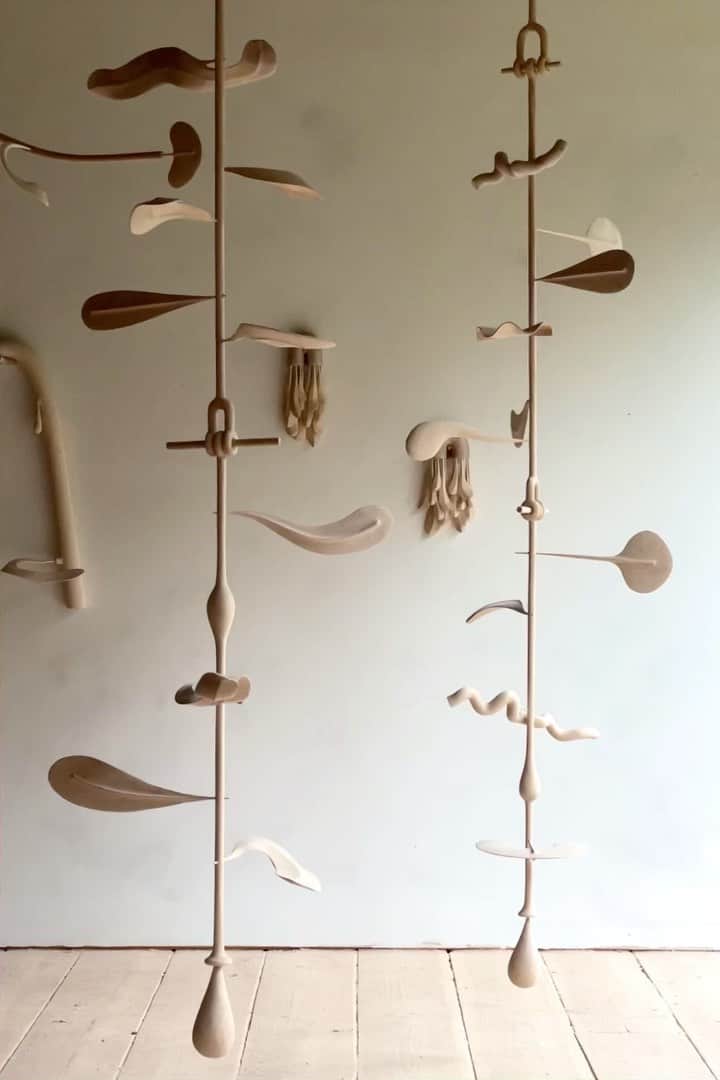 Ariele Alaskoのインスタグラム：「seven foot long vertical sculptures in motion」