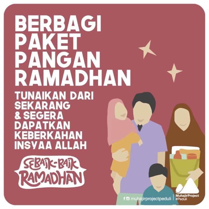 ラウディアシンシアベラのインスタグラム：「بِسْمِ اللَّهِ   BERBAGI PAKET PANGAN RAMADHAN Tunaikan dari Sekarang dan Segera Dapatkan Keberkahan. Insyaa Allah.   Menyambut Ramadhan 1443 H, Muhajir Project Peduli mengajak seluruh Sahabat untuk mengambil bagian dalam program  “Berbagi Paket Pangan Ramadhan”.  Muhajir Project Peduli insya Allah siap mengelola dan mengantarkan paket pangan Ramadhan untuk kaum muslimin yang berhak menerima dan menebar maslahat.  Setiap paket pangan insyaa Allah berisi: - Beras premium 10 kg  - Minyak goreng kemasan 2 liter - Lauk pauk kering  - Daging olahan dalam kaleng - Garam, gula, saus, kecap dalam kemasan  - Teh celup dalam kemasan   Keterangan: - Estimasi harga Rp462.000,00 per paket (harga termasuk 10% biaya operasional untuk pengelolaan dan pengantaran paket). - Dua paket untuk kebutuhan satu keluarga sepanjang Ramadhan, dengan asumsi keluarga terdiri atas 4 orang dan konsumsi normal selama 1 bulan.   Raih pahala puasa ribuan saudara kita melalui: Bank Syariah Indonesia 1111-766-267 a.n. Yayasan Muhajir Peduli Indonesia  Dana yang masuk setelah target program dinyatakan ditutup, insyaa Allah akan disalurkan ke program reguler Muhajir Project Peduli lainnya serta dilaksanakan di bulan-bulan selanjutnya.  #SebaikbaikRamadhan  #SemuaButuhBersedekah」