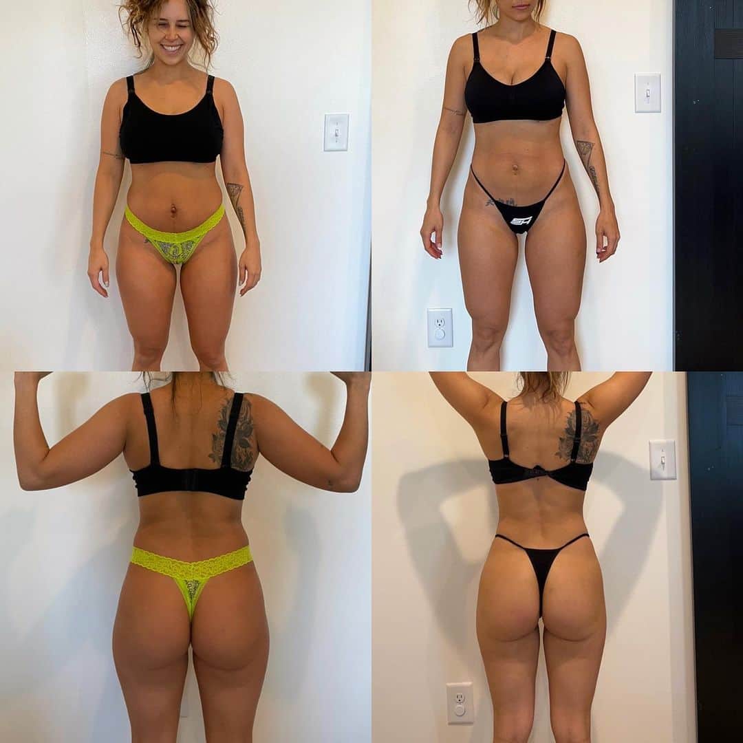 Tianna Gregoryのインスタグラム：「My 4 week progress 🙌🏽 feeling stronger and leaner.  I am going to start posting some of my workouts for anyone who wants to follow along. Time to build more muscle, first I had to burn fat. Proud of myself and this new journey.」