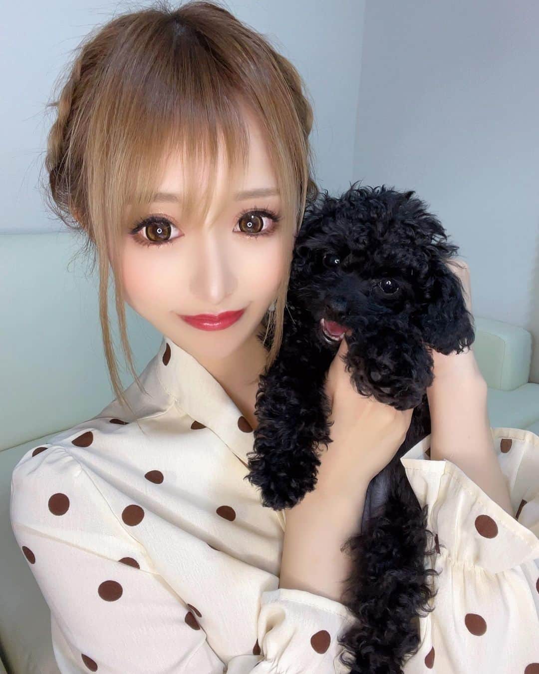 黒宮ちはやのインスタグラム：「誕生してまだ2ヶ月のミコにゅ🐶🖤   #黒宮ちはや #小悪魔ageha #モデル #キャバクラ #キャバ嬢 #ホステス #ラウンジ #水商売 #お酒 #歌舞伎町 #新宿 #六本木 #銀座 #北新地 #ミナミ #渋谷 #すすきの #シャンパン #華灯 #ディアレスト」