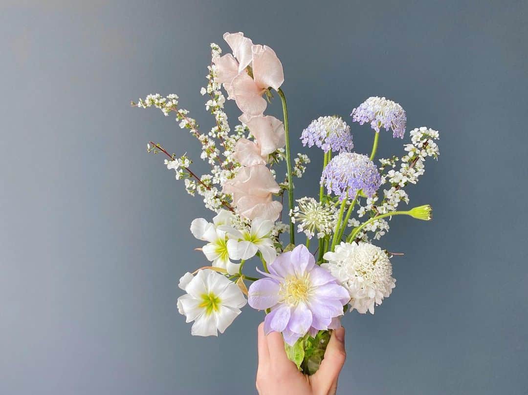 のインスタグラム：「母のススメで玄関にお花🌷 自宅に飾るための生花を買ったのは初めてです.  色のイメージを店員さんに伝えて一緒に選んでもらって、あとは花瓶にさせばオッケー！と思ったら、 花瓶にバランスよく生けるのって難しいんですね😱  小さな花瓶も買ってみたけどサイズが合わず、花瓶ではない物をひとまず代用しました😂 あら、もしかして水中の葉っぱって取り除いた方がいいのか、、  母「玄関に少しでもお花を飾ると香りに癒されるよ〜」 私「あ、うん、飾らない」 という会話を何回かしたけど飾ってみたよ🐈‍⬛  #メーテレ #アナウンサー #メーテレアナウンサー #名古屋テレビ #名古屋 #nagoya #南雲穂波」