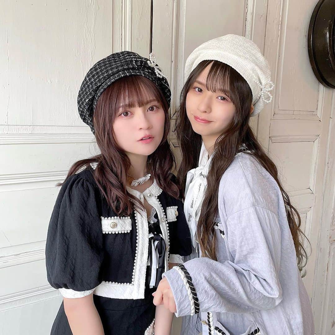 廣川奈々聖のインスタグラム：「Ank Rouge さんの Spring Collection vol.4 🩰🤍🌸 ⁡ ⁡ 今日、るかと一緒に撮影してきました！ とっても嬉しい…🐰♡ ⁡ ⁡ 4月15日の12:00に 公式通販サイトAilandにて公開されるので 是非楽しみにしていてください！ ⁡ ⁡ ⁡ ⁡ #ankrouge」