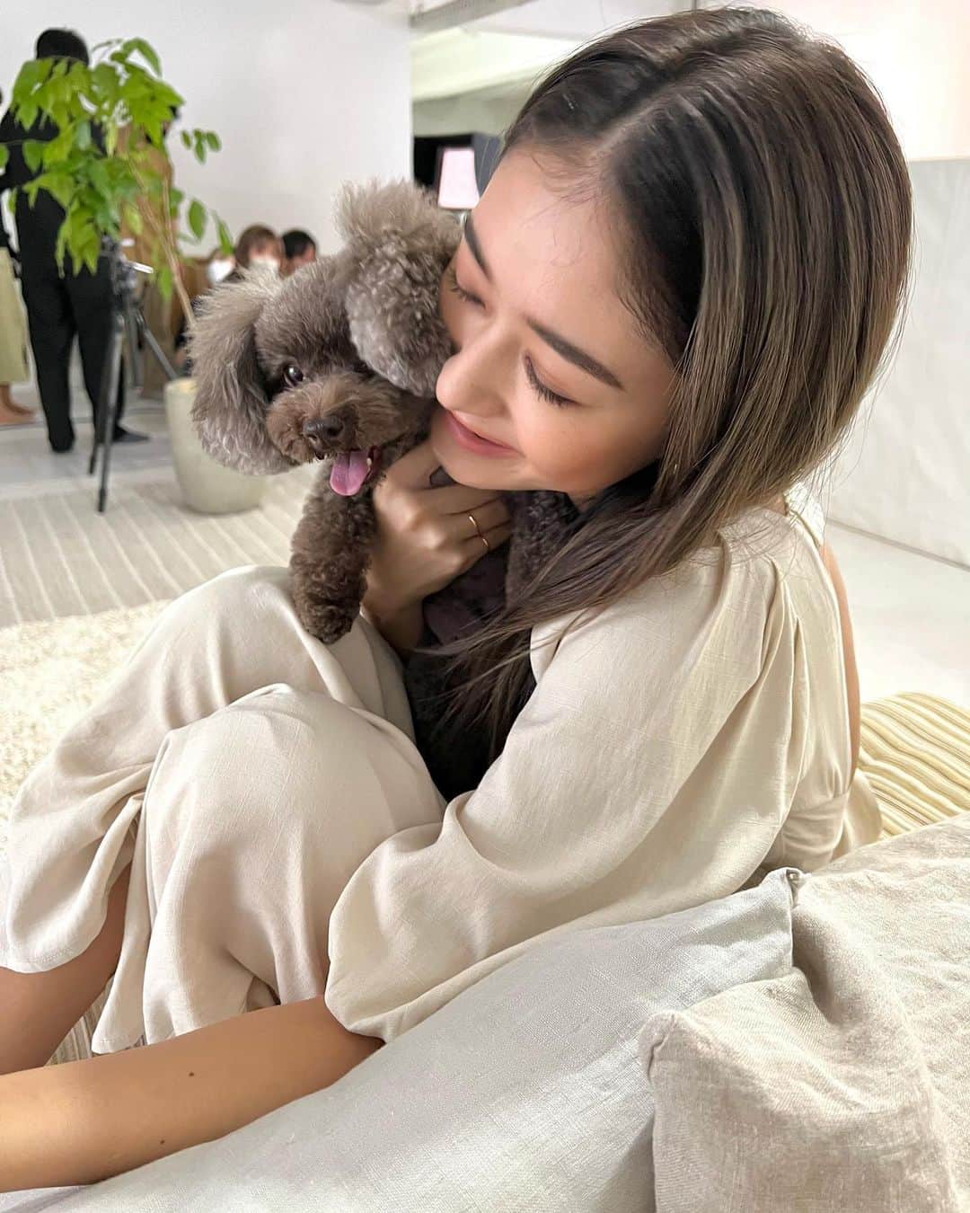 みちょママ（みちょぱ母）のインスタグラム：「この前ぐみちゃんも一緒に撮影 🐶 やっぱり大勢の中は落ち着かないのかウロウロでした  モデル犬になるのは大変だね😱  #犬#犬のいる暮らし #トイプードル女の子#池田ぐみ」