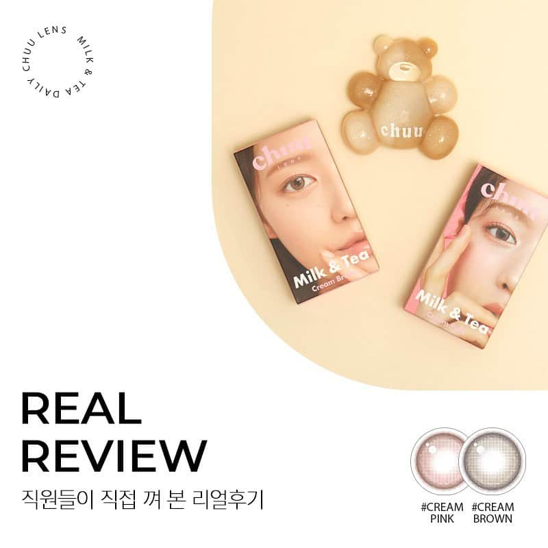 Chuuのインスタグラム：「🧋츄렌즈 Milk & Tea(cream brown) 리얼후기🧋  착용 했을 때 이렇게 예쁠 수가 있나?  지금 @chuu_lens_official 츄렌즈 Milk & Tea를 구매하고 싶다면 WiNC 윙크 @winc_app 앱 설치 후 픽업 예약📱  #츄렌즈#chuulens#chuu_lens #렌즈픽업#윙크#WiNC」