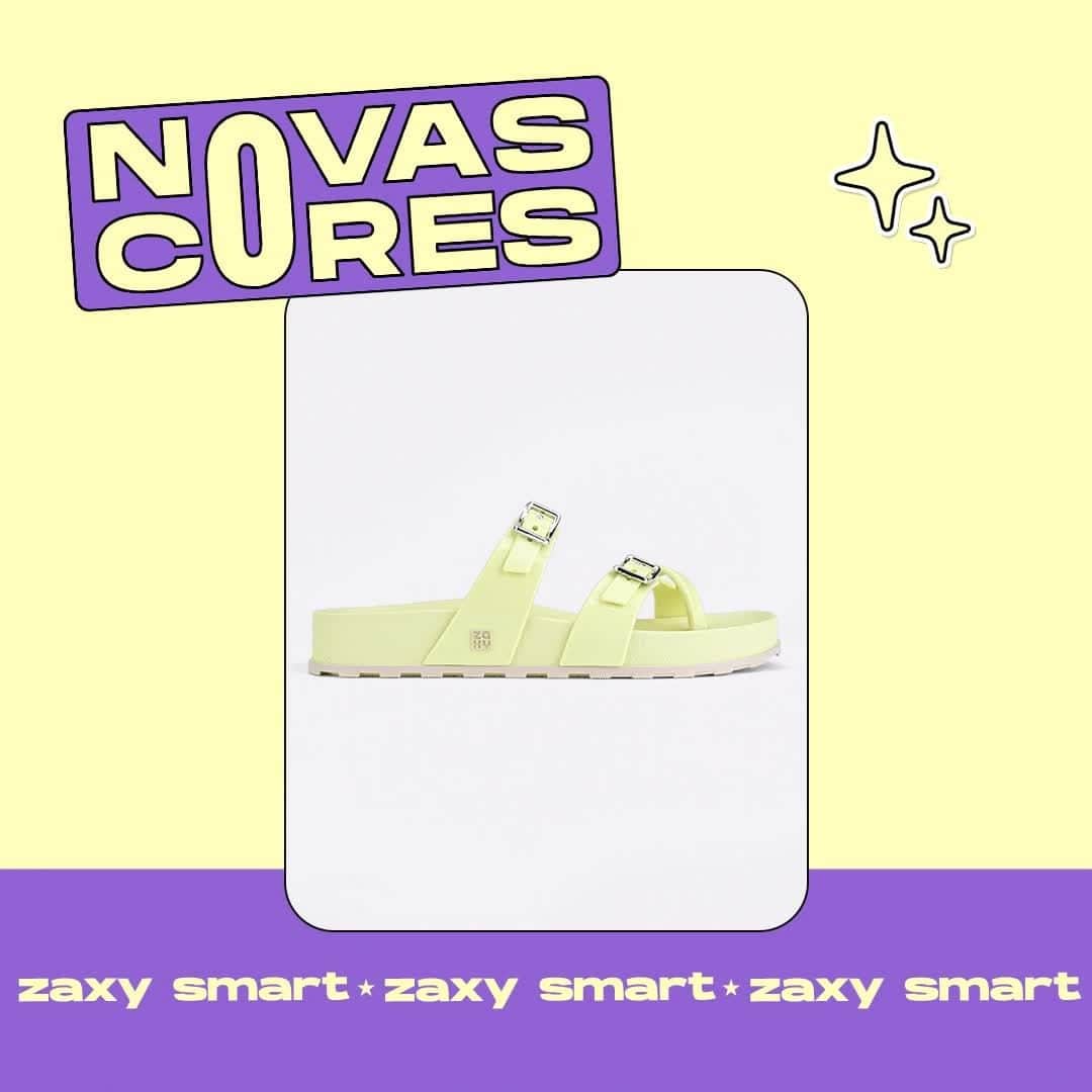ザクシーのインスタグラム：「Chegaram mais cores para os seus lookinhos. 🍋❤️🌈 O slide Zaxy Smart está com cores novas trazendo muito mais atitude e estilo para seus looks, além de deixar a sua hora de se vestir muito mais divertida 🤩  🛍️ Clique no link em nossa bio e confira esta e muitas outras cores.  #ZaxySmart - R$ 79,99」