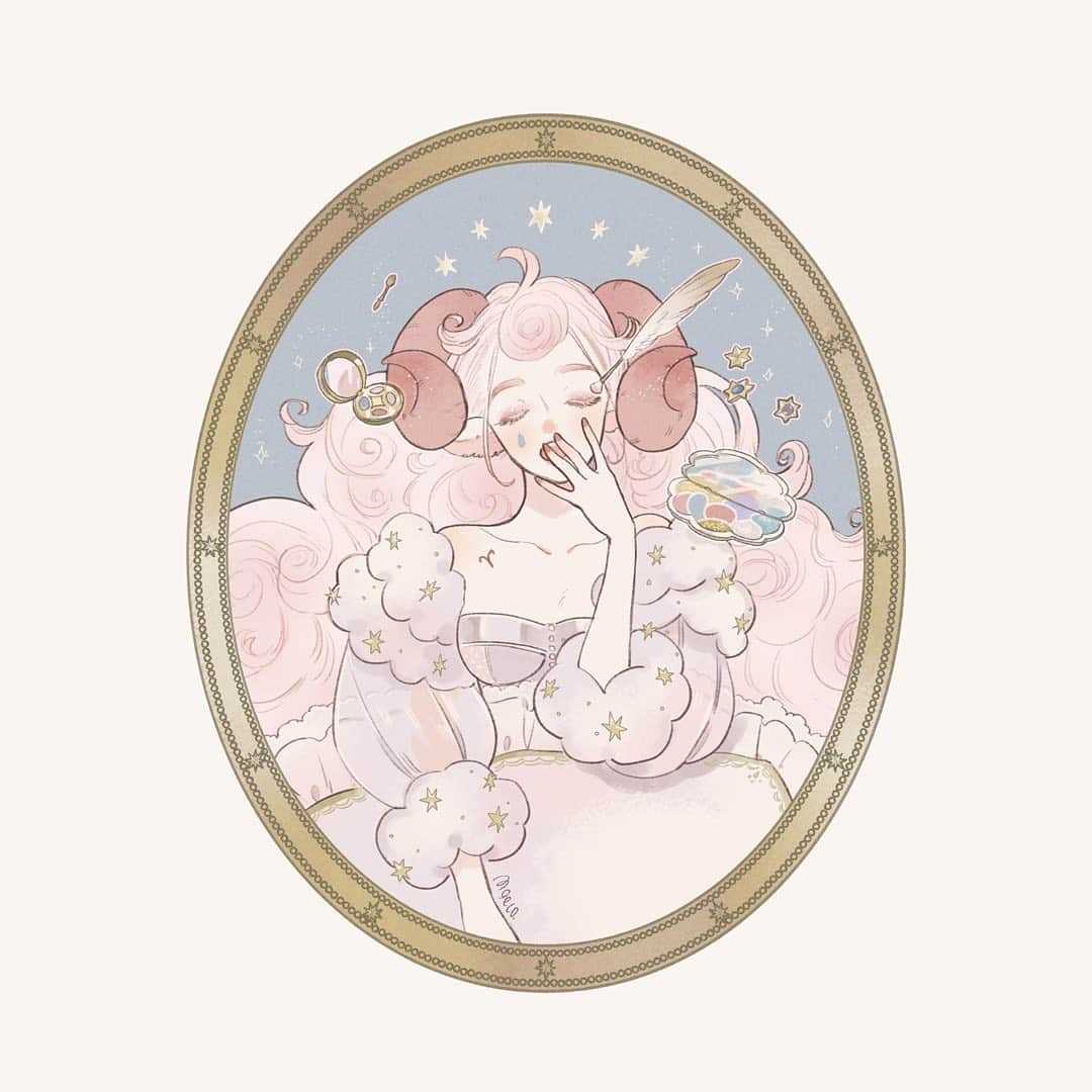 みーこさんのインスタグラム写真 - (みーこInstagram)「『おひつじ座×アイシャドウ』 さくら色の羊ガール🐑🌸  4月カレンダー&壁紙をストーリーズとTwitterにアップします🥰  ※個人利用、非商用利用のみOKです。  #イラスト #イラストグラム #イラストレーター #カレンダー #壁紙 #星座 #おひつじ座 #4月 #april #illustration #illustrator #女の子イラスト」3月27日 12時14分 - meecosme