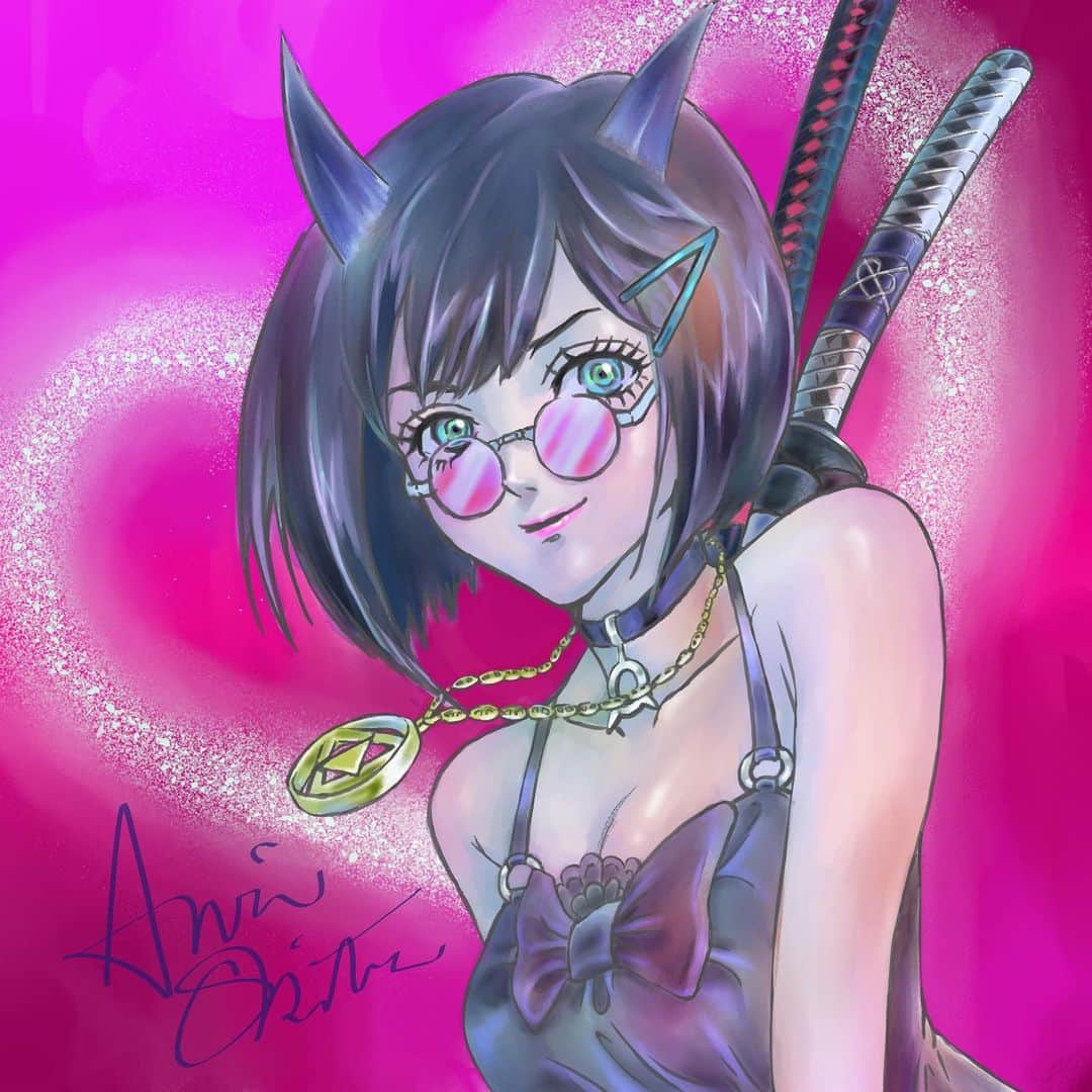 のインスタグラム：「fanart of KILLERGF❤️ Love cute girl always🥰❤️ p.s this isn't a NFT  可愛い子の絵を描くのは大好き😘 デジタルはやり方がまだよくわからないけれど 油彩の方法で塗ってみました。 デジタルなのに恐るべし。。  #NFT #NFTART #nftcollector」