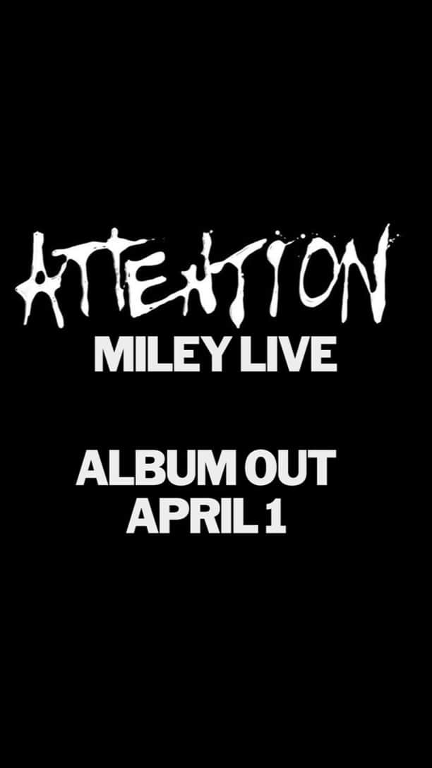 マイリー・サイラスのインスタグラム：「🚨 #ATTENTION #MILEYLIVE 🚨 My fans have been asking me for a live album for a long time & I am so exxxited to give it to them! This show was curated BY the fans FOR the fans! I asked my audience what songs they’d like to see me perform at upcoming shows and this is the set list YOU created! From fan favorite covers to some of my oldest songs, newest songs & original unreleased songs “YOU” & ATTENTION! I was doing a minimal amount of live shows this year and wanted the MAXIMUM amount of fans to experience ME LIVE! This album wouldn’t be possible without my band & crew! Thank you to everyone who came to see my show & anyone who couldn’t make it THIS ALBUM IS FOR YOU! I LOVE YOU! 🖤」