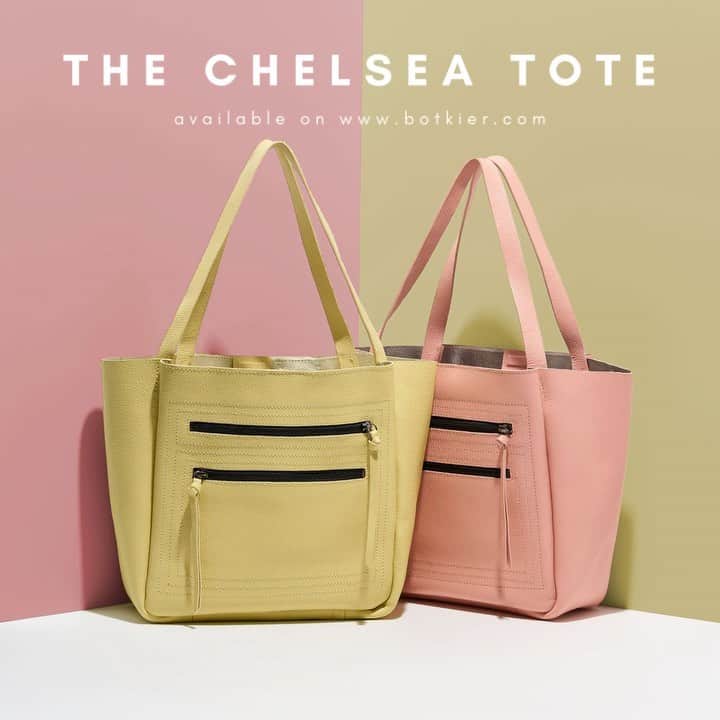 ボトキエのインスタグラム：「The Chelsea Tote - a classic work-to-weekend tote, carrying everything you need with ease. In refreshing Spring Colors, make it yours now 🌼」