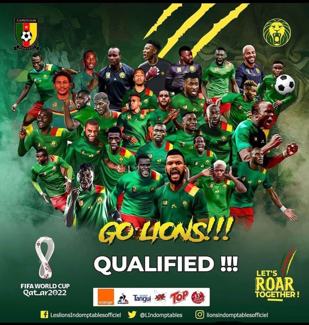 オリビエ・ヌチャムのインスタグラム：「💚❤️💛 World Cup here we come ! Never give up a dream comes true .  Al Hamdoulilah」