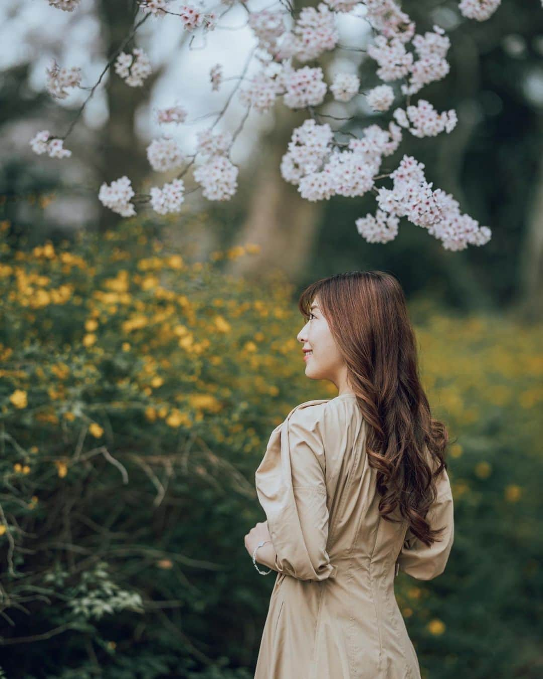 千代田唯のインスタグラム：「sakura🌸  photo by @kaito_kurusaki  #桜ポートレート #sakura#tokyo#ootd#philliplim#韓国風フォト#お花見#spring」