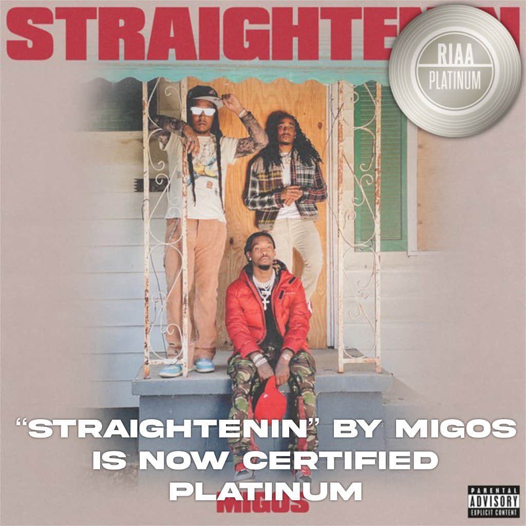 Migosさんのインスタグラム写真 - (MigosInstagram)「In this game sit back, be patient! Straightenin is now Certified PLATINUM 💿  Shoutout to all our fans for making this possible #MigoNation」3月31日 3時41分 - migos