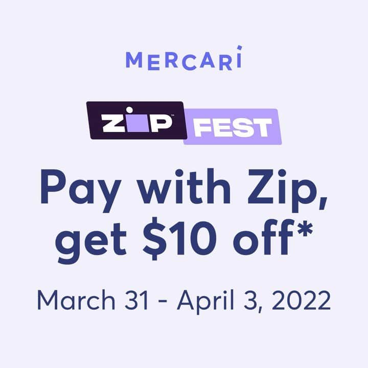 Mercariのインスタグラム：「Zip Fest is here! Starting March 31st through April 3rd, when you purchase an item for $100 or more using Zip, you can receive $10 off your 4th installment payment. See Zip’s Terms & Conditions to learn more: https://bit.ly/3iOApsR」