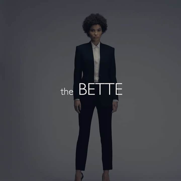 ハンツマンのインスタグラム：「Discover the Bette. The signature jacket that serves as the foundation for the entire Huntswoman of Tomorrow collection.  Cut in Huntsman's iconic one-button design with a cardigan collar, which is versatile enough to be dressed up, down and accessorised, and is designed in beautifully rich black barathea cloth. Part of the Huntswoman of Tomorrow collection. Visit LinkInBio for more!  @kitty_su @ethicalera Photographs by @nicktydeman Film by @miriam.strong   #huntswomanoftomorrow #ladiesbespoke #womenstailoring #womenswear #luxuryfashion #huntsmansavilerow #ethicalera #sustainablefashion #sustainability #ethicalfashion」