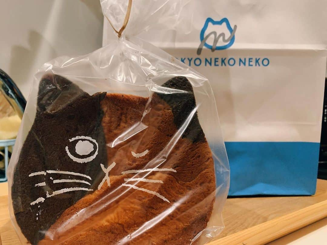 奥山レイカのインスタグラム：「ねこねこ食パン🍞 ずっと気になっていたので購入！ お顔を描いたら食べる時に心が傷むので何も描いてません！  #ねこねこ食パン #パン #おうちごはん #朝ごはん #うつわ好き #うつわのある暮らし」