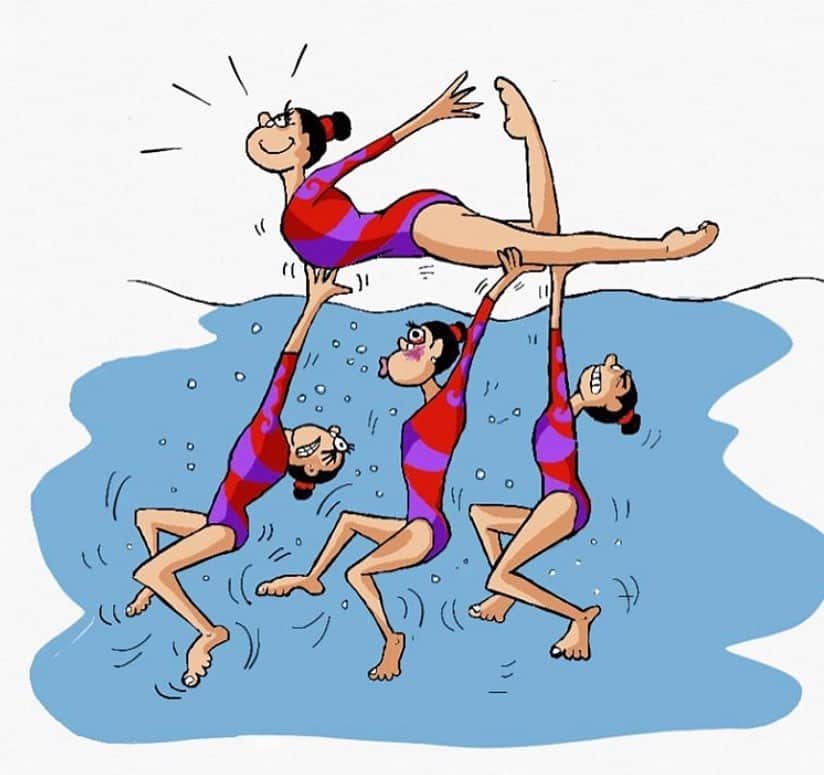アンドレア・フエンテスのインスタグラム：「Literally!! #artisticswimming tag a pusher who can relate 😂😂 artist: @oscar_escalanteanton」