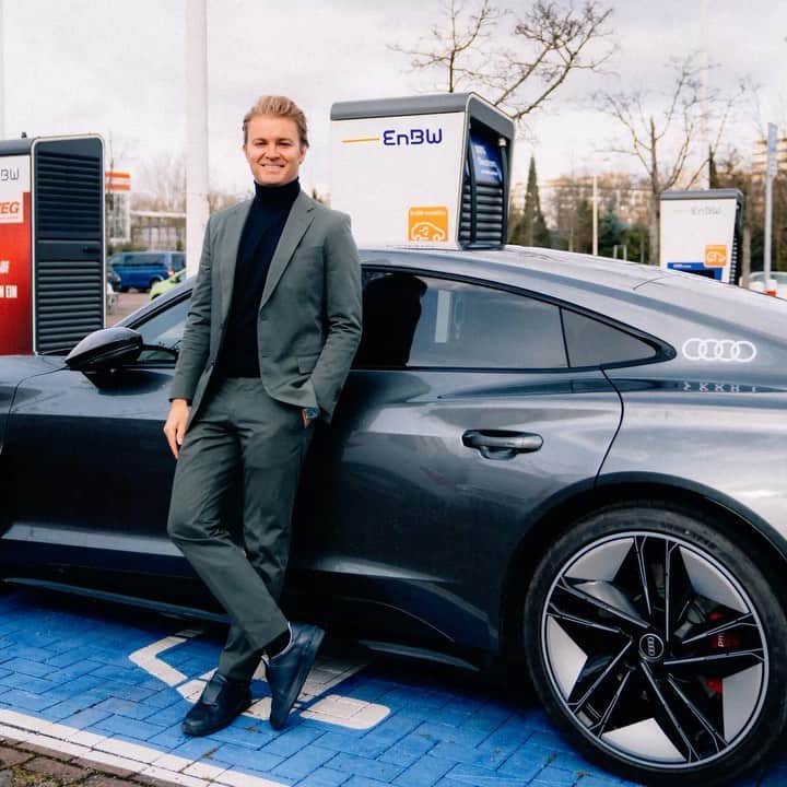 ニコ・ロズベルグのインスタグラム：「Quick pit stop in Berlin! Charging batteries with the @enbw_ag Mobility+ app is super easy...we need these convenient solutions to accelerate e-mobility. Let me know your experiences?  Next stop: pre-visiting this year's Greentech Festival location at Berlin TXL airport...3,000 square meters, showcasing the most innovative sustainable technologies. See you there!」