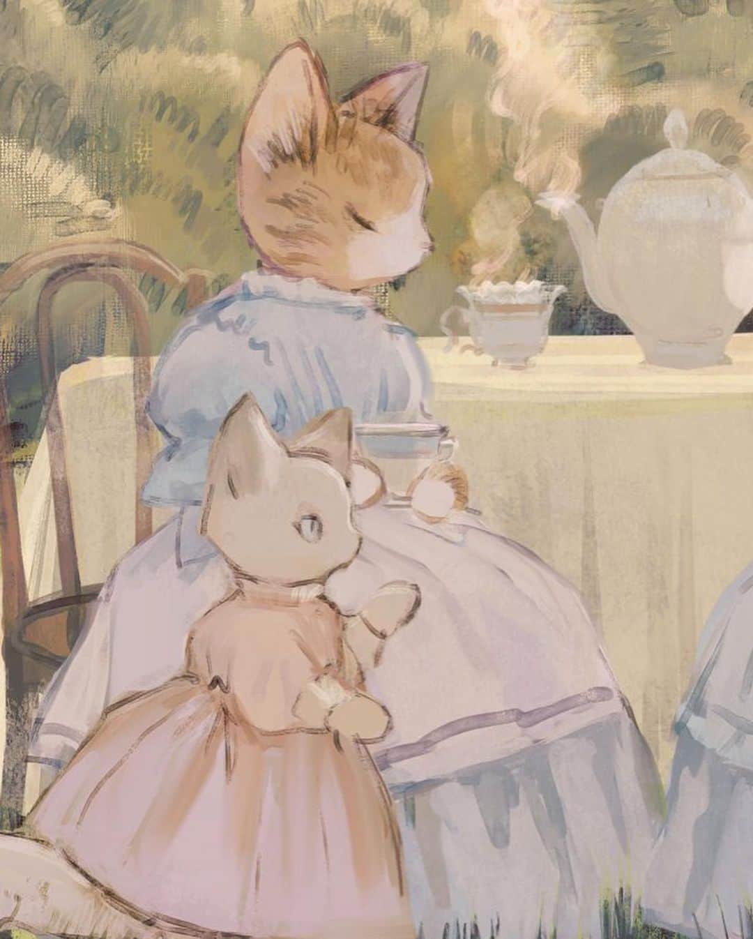 tonoさんのインスタグラム写真 - (tonoInstagram)「#illustration #catfamily #rabbitfamily #bear」4月7日 0時01分 - rt0no