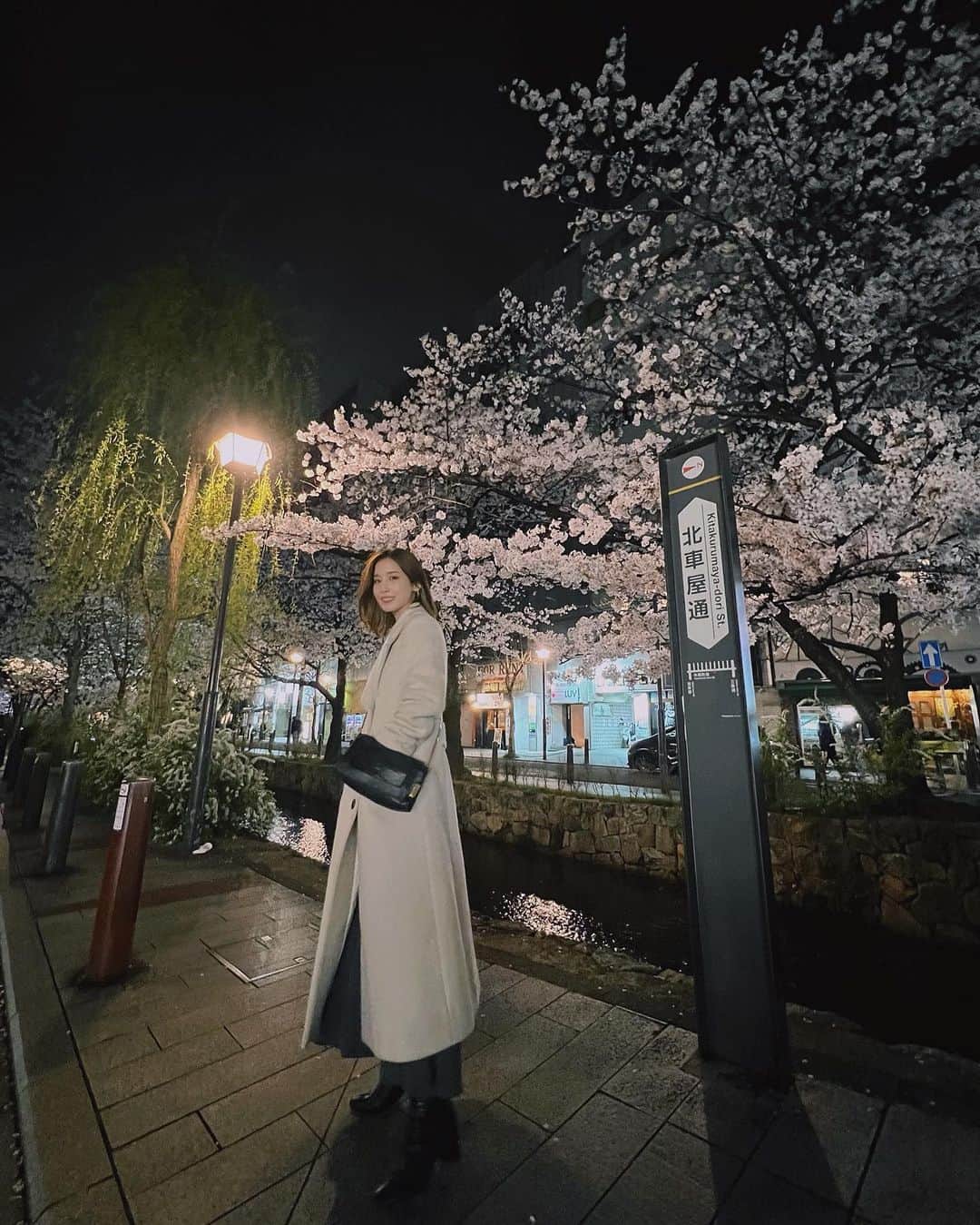 益田アンナさんのインスタグラム写真 - (益田アンナInstagram)「夜桜🌸 雨ですぐ散っちゃって残念🥲」4月6日 20時15分 - anna_masuda