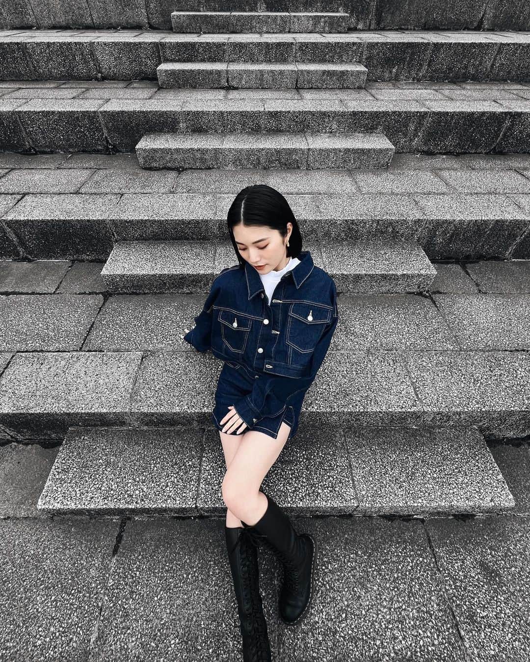 浪花ほのかのインスタグラム：「デニムセットアップ🥰❤️❤️❤️」