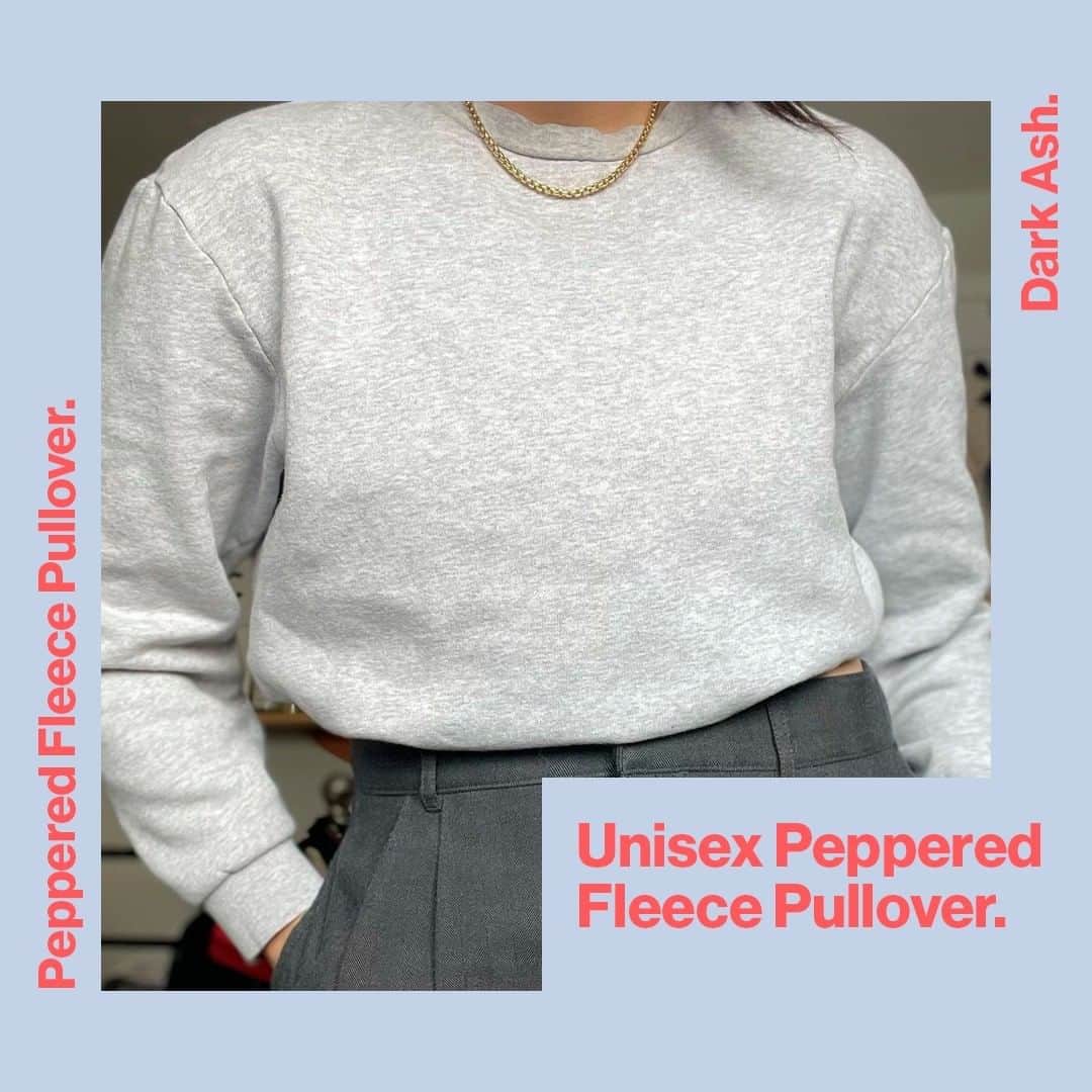 American Apparelさんのインスタグラム写真 - (American ApparelInstagram)「Smartly pairing together two shades of grey, is @hanwbz in our Unisex Peppered Fleece Pullover Crewneck in Dark Ash paired with high-waisted pleats. #AA #pepperedfleece #pullover」4月7日 2時45分 - americanapparel