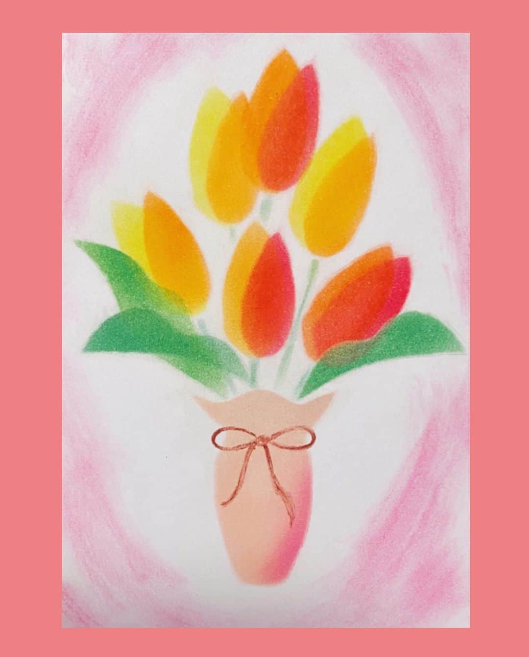 松井珠理奈のインスタグラム：「最近パステルアートの可愛いさに気づきました〜😍 how are you guys?✨ This is my recent healing🌷💕  #pastelart  #パステルアート  #季節の花  #チューリップ  #花言葉  #愛の告白  #真実の愛  #正直 #思いやり  #flowers  #tulips  #tulipes  #healing  #お花  #癒し #心にflower」