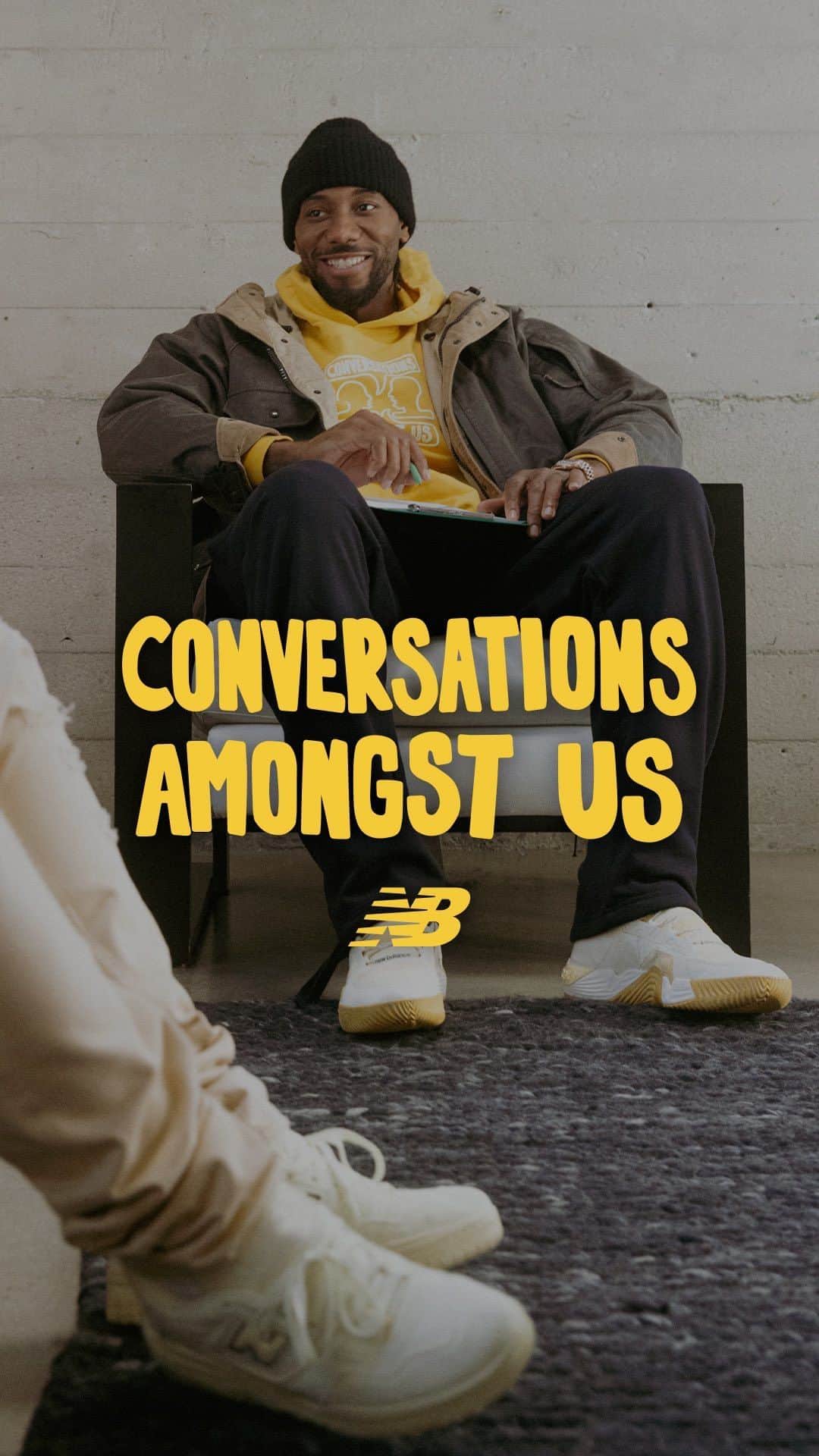 newbalanceのインスタグラム：「Introducing “Conversations Amongst Us,” creative directed by @JoeFreshgoods in collaboration with Black Soles, and co-starring NBA Champion Kawhi Leonard.   In a culture where you’re only as fresh as your white sneakers and your fit is the perfect conversation starter, communication, both verbal and nonverbal has remained significant in connecting us. Historically and culturally, Black people have communicated with unique words and gestures that don’t have to be explained because amongst us it’s all understood. From the head nod to dapping someone up to African American vernacular, these styles of communication show a collective respect and admiration for one another.」
