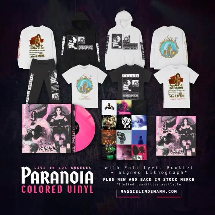 マギー・リンデマンのインスタグラム：「PARANOIA live in los angeles vinyl is OUT NOW!!🖤💞💕 link in bio」