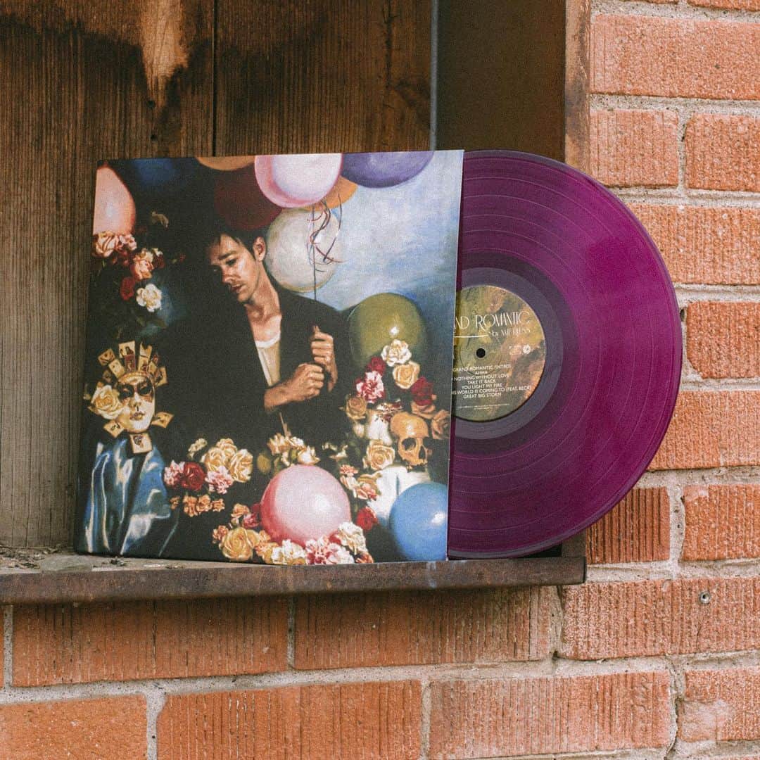 ネイト・ルイスのインスタグラム：「Grand Romantic is back on vinyl, and available for the first time on cassette. The translucent deep purple pressing limited to 500.  Available exclusively in @theformat store. 🛒 link in bio.」