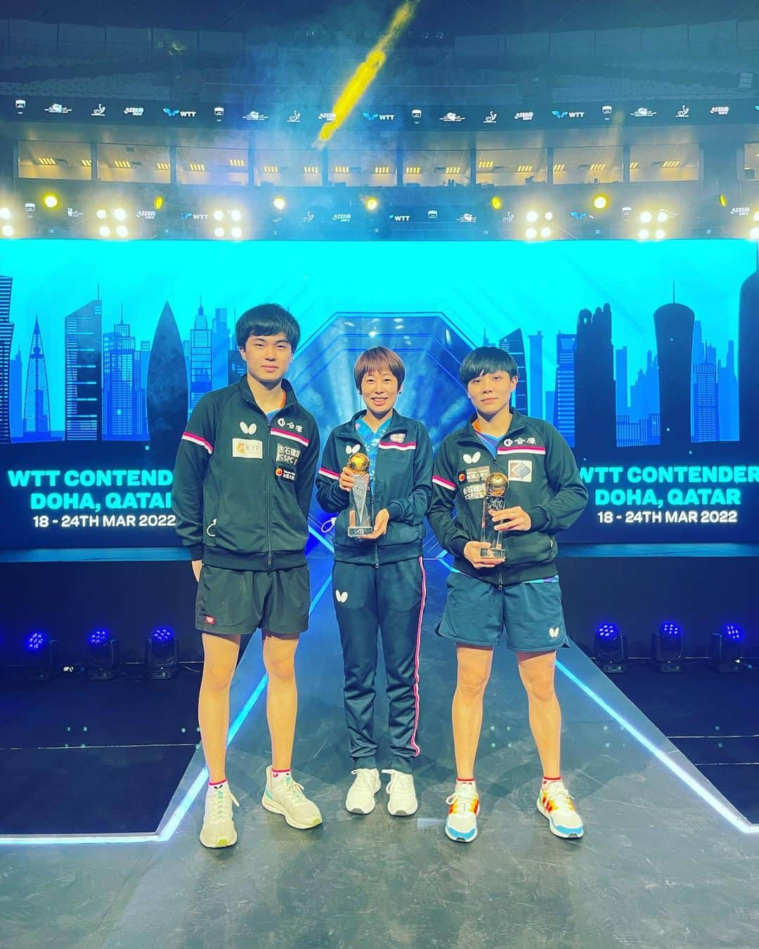 チョン・ジャーチーのインスタグラム：「Oman-Singapore-Doha-Taiwan  WTT Events  #champion #silver #bronze #muscat #singapore #doha #tpe #wtt #tabletennis #lifeintaiwan」