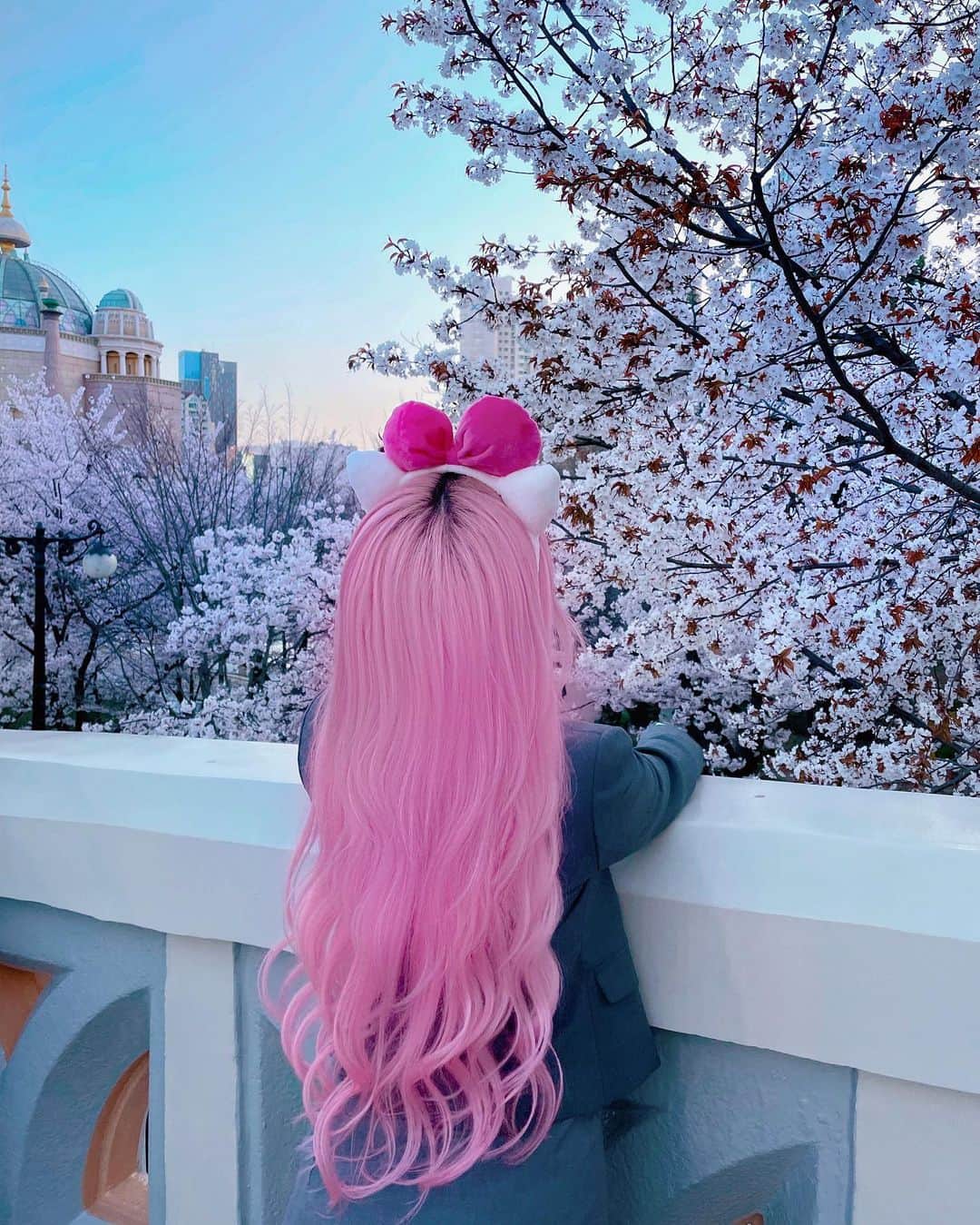 オ・ジウンさんのインスタグラム写真 - (オ・ジウンInstagram)「💕  버블컬하구 핑크머리하고 벚꽃봐찌」4月10日 16時21分 - gini_s2_