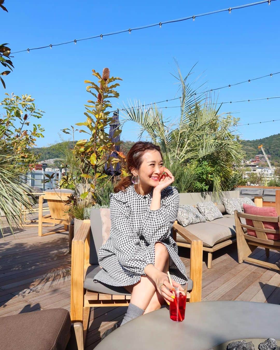 Mai Wakimizuのインスタグラム：「ルーフトップがなんとも素敵だった♡ #nohgahotel#nohgahotelkiyomizukyoto#kyoto#京都」