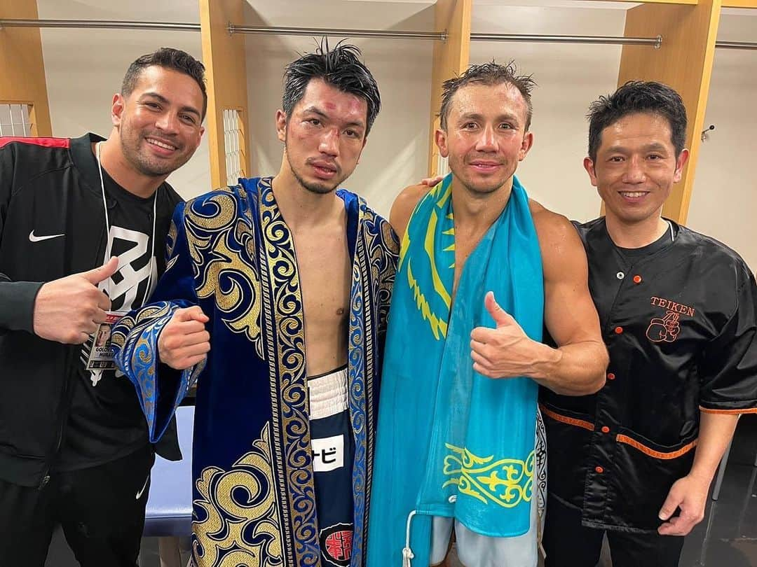 村田諒太のインスタグラム：「Thanks to Golovkin, Max and his team.  Thank you to everyone at Teiken Gym.  I'm proud to be a member of Teiken Gym #ggg #boxing #gggmurata #teiken」