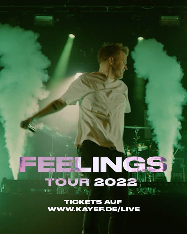 Kayefのインスタグラム：「Ich geh wieder auf TOUR 🙌🏻 Holt euch jetzt eure Karten auf www.kayef.de/live ❤️‍🔥 Ich freu mich auf euch! #feelingstour2022」