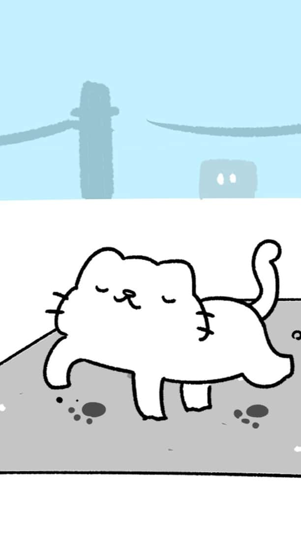 からめるのインスタグラム：「猫がコンクリートに足跡付けちゃうアニメ #からめる #anime #illustration」