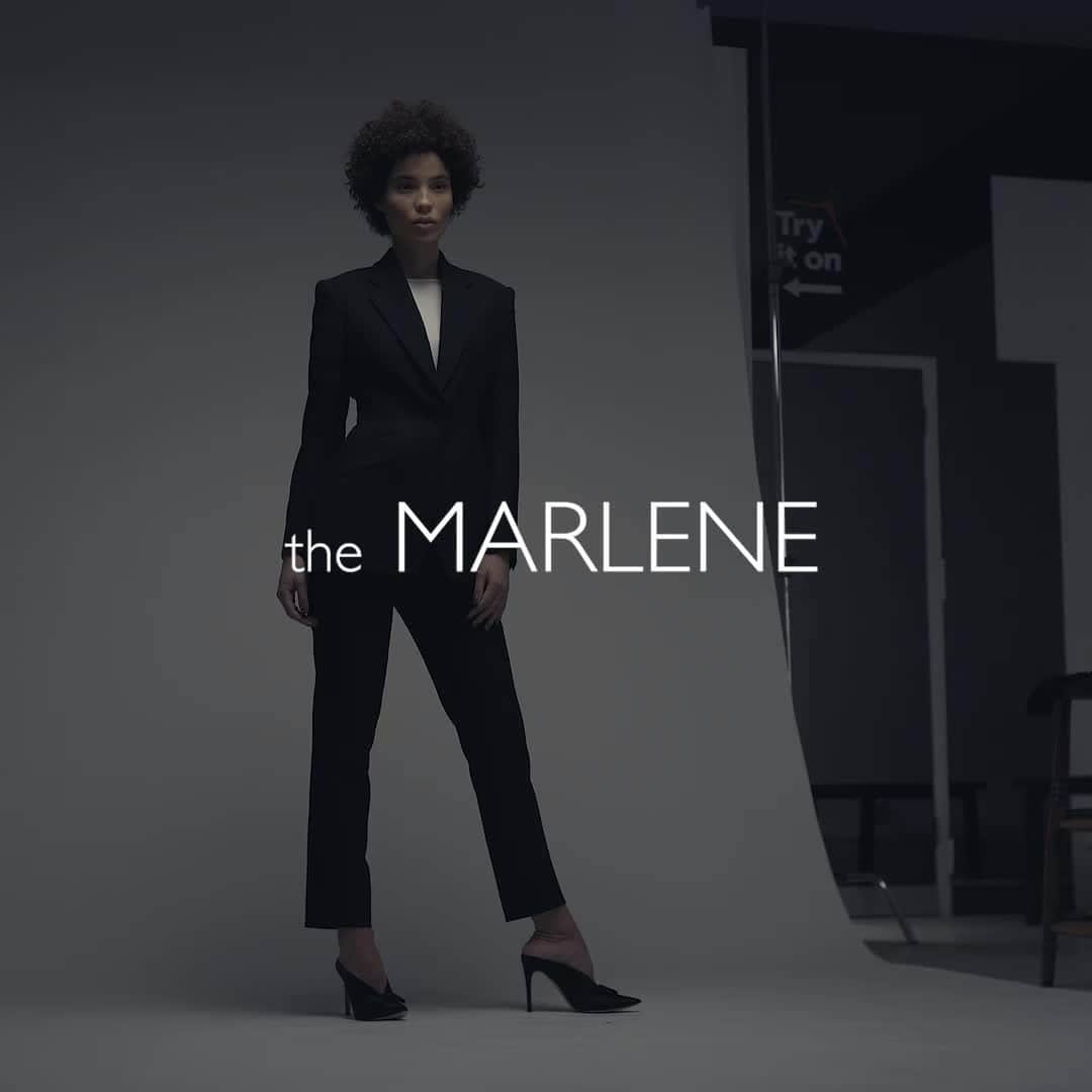 ハンツマンのインスタグラム：「Discover the Marlene. Add a classic notch lapel, so easy to style for smart-casual, business-casual, or business-formal engagements. The natural density of the jacket cloth means it looks as good paired with your favourite indigo denim, as it does with silk or satin skirts or trousers. Part of the Huntswoman of Tomorrow collection. Visit LinkInBio for more!  @kitty_su @ethicalera Photographs by @nicktydeman Video by @miriam.strong  #huntswomanoftomorrow #ladiesbespoke #womenstailoring #womenswear #luxuryfashion #huntsmansavilerow #ethicalera #sustainablefashion #sustainability #ethicalfashion」
