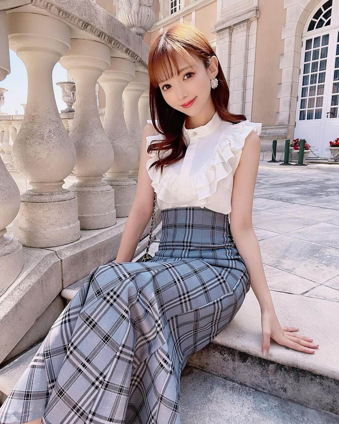 michellMacaron 美脚ギンガムチェックスカート 美脚スカート