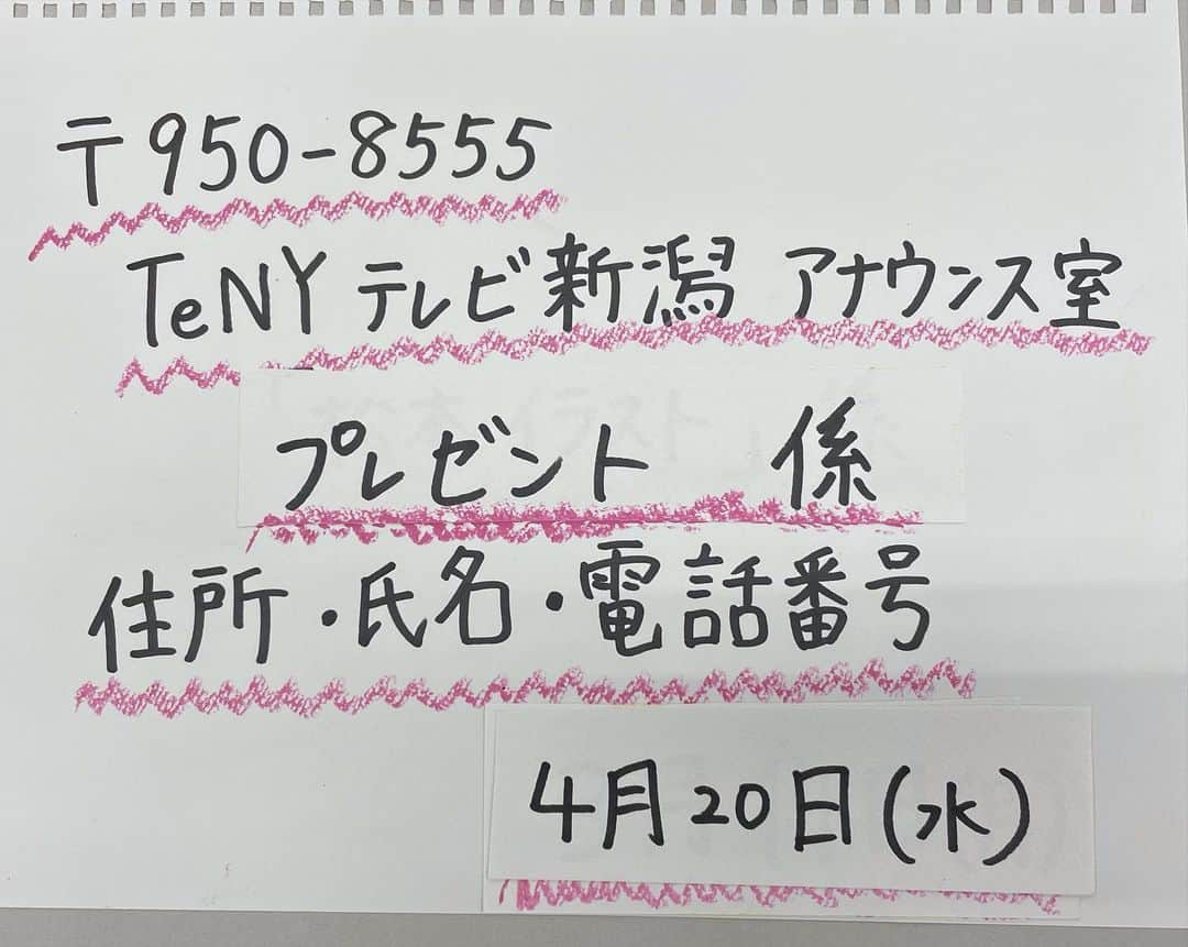 松本亜美さんのインスタグラム写真 - (松本亜美Instagram)「今日も新潟一番をご覧いただきありがとうございました😊 そして、19時からのYouTube生配信もありがとうございました！！  少し音と映像がずれてしまうハプニングがあったものの、堀さんとのお話で始まり、西辻未侑アナ、佐藤剣慎アナの2人が登場！日高アナも登場！内田キャスターも走ってきてくれました💨 豪華メンバー揃いでしたが、楽しんでいただけましたでしょうか？ これからもテレビではもちろんYouTubeやInstagramでアナウンサーのいろいろな表情をお伝えできればと思いますので、お楽しみに🍀  そして、サイン入りファイル&付箋が当たるプレゼント実施中ですので、ご応募お待ちしております💌  #TeNY#テレビ新潟 #夕方ワイド新潟一番 #YouTube生配信#配信 #ゆるーくおしゃべり #社内の新しいスペース#コワーキングスペースにて配信#おしゃれですね #新人アナウンサー#お披露目#ご紹介 #アナウンサー #本日の主役だった #西辻未侑アナウンサー #まさかの自転車で登場 #佐藤剣慎アナウンサー #不安定な私の周りを優しくフォローしてくださった #堀敏彦アナウンサー #ニュース後ダッシュでやって来た #内田拓志キャスター #日本酒の話が出たタイミングで登場 #日高優希アナウンサー #自然派のロケで筋肉痛の #松本亜美」4月13日 21時44分 - ami_matsumoto_teny