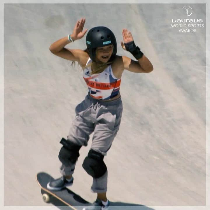 スカイ・ブラウンのインスタグラム：「✨ #Laureus22 World Comeback of the Year Award Nominee, @skybrown was the first-ever female skateboarder to land a 720 and 540 at the @xgames and just 13 years when she took her first @olympics medal @tokyo2020 for @teamgb」