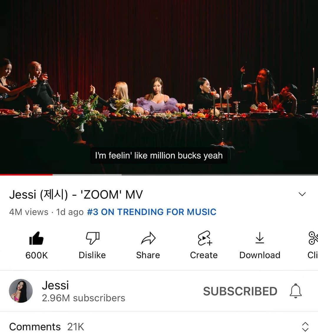 Jessiのインスタグラム：「THANK YOU ALL FOR 4MIL views in 1 day 😭😭 🙏🏻🙏🏻 I still cannot believe my music is trending in 37 countries… 😭😭 THANK YOU FOR ALL THE LOVE ❤️ Forever grateful 🙏🏻🙏🏻 after this week I will be taking a break for a little bit to get my health back up... But i’ll be right back. Love you all so much ❤️❤️ And a BIG SHOUTOUT TO @bobblehead_music_official for always believing in my vision and supporting me since day 1.. LOVE YOU ❤️❤️ 모두 항상 행복하세요 ❤️」