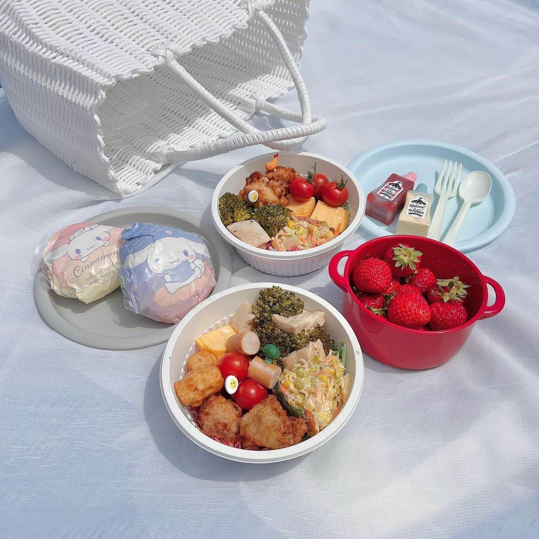 大石楓夏のインスタグラム：「お弁当作ってピクニック👒  #ピクニック #お弁当 #picnic  #lunchbox  #国営ひたち海浜公園」