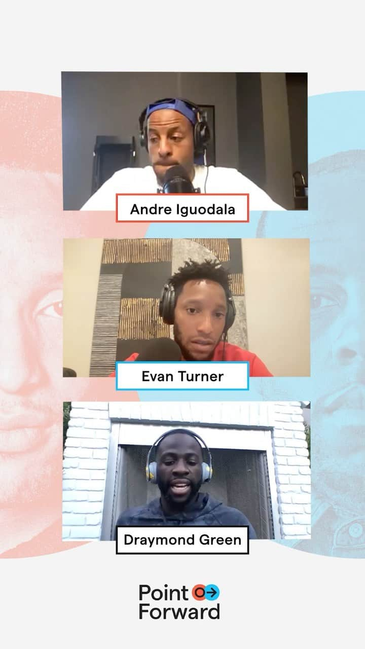 アンドレ・イグダーラのインスタグラム：「That awful sound… BANG BANG…  @pointforward podcast episode 6 dropping gems with @money23green 🗣🎙🗣🎙 LINK IN BIO**」