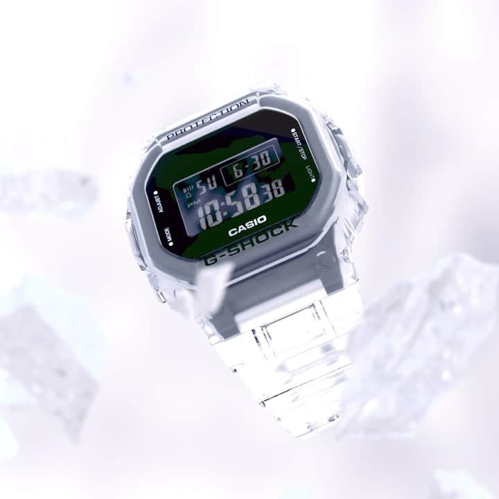 G-SHOCKのインスタグラム：「Crafted with transparent parts, the G-SHOCK DW5600SKE-7 showcases a balance of strength and craftsmanship. . . . #GSHOCKTransparent #GSHOCK #gshockwatch」