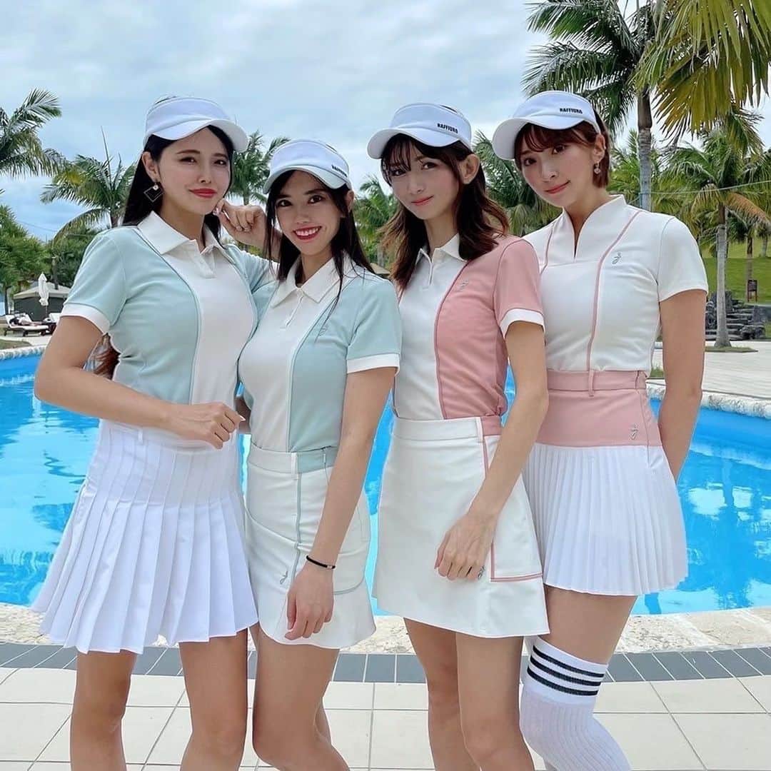 hina2221のインスタグラム：「@kanucha_resort ❤️ . . . .  ふ男子#ゴルフ女子初心者#ゴルフコーデ#ゴルフウェア#インスタゴルフ女子#ゴルフ好き##インスタゴルフ部#ドライバー#スイング動画#巻き髪ロング #ゴルフウェア golfgirlsofinstagram#高尔夫#日焼け」