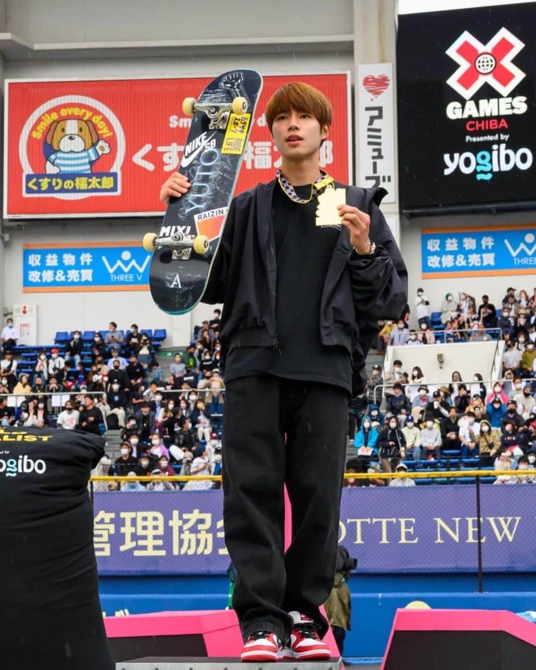 堀米雄斗のインスタグラム：「今日はXGMAE千葉に遊びに来て頂きありがとうございました❤️‍🔥オリンピック後の初のコンテストでかなり緊張とかもあったんですけど皆さんの応援のおかげで優勝できました🥇ありがとうございます🙏これからももっと頑張るので応援よろしくお願いします🛹 Thank You @XGAMES @XGAMESJAPAN」