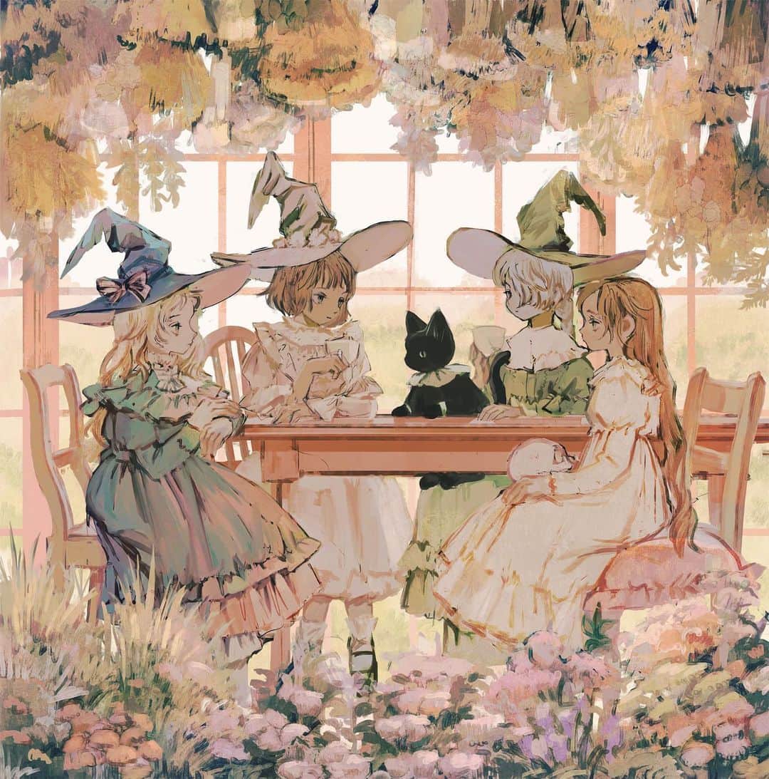 tonoのインスタグラム：「#illustration #witches #teatime」