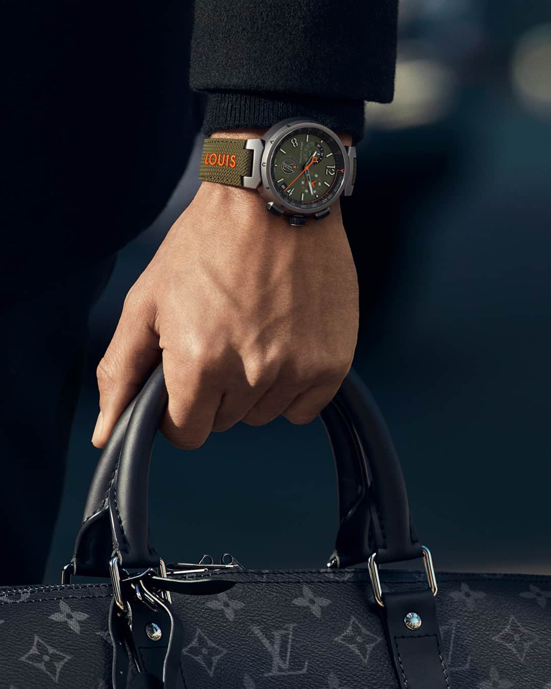 のインスタグラム：「Equipped to explore. The Urban Jungle model of the new Tambour Outdoor Chronograph GMT plays with rugged codes to exude a sense of adventure. Discover #LouisVuitton’s robust new timepiece via link in bio. #LVWatches」