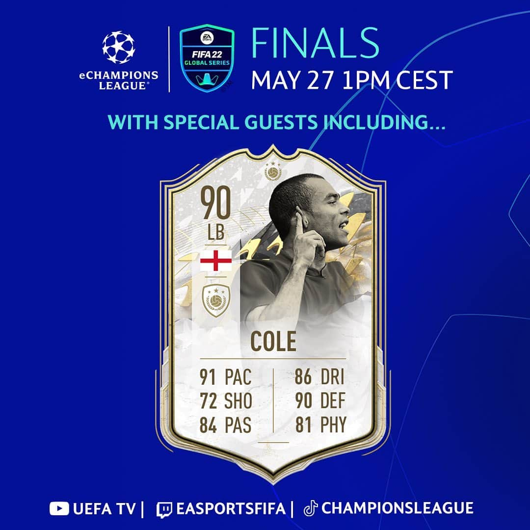 アシュリー・コールのインスタグラム：「🏆 Tune in to watch me play in the ICON Face-Off presented by PlayStation, at the eChampions League Finals on May 27 from 1 PM CET 🎮⚽   You can watch me, along with some other familiar faces, through the link to the livestream in my bio* #echampionsleague」