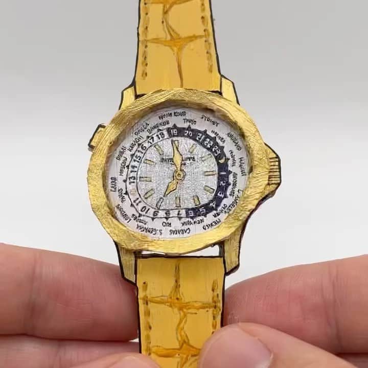 teamtravelersのインスタグラム：「Me: I want a Patek Philippe The universe:  Obsessed with these cardboard watches, video courtesy of @labeg   #time #art #watch #patekphilippe #swissmade #watches #patek」