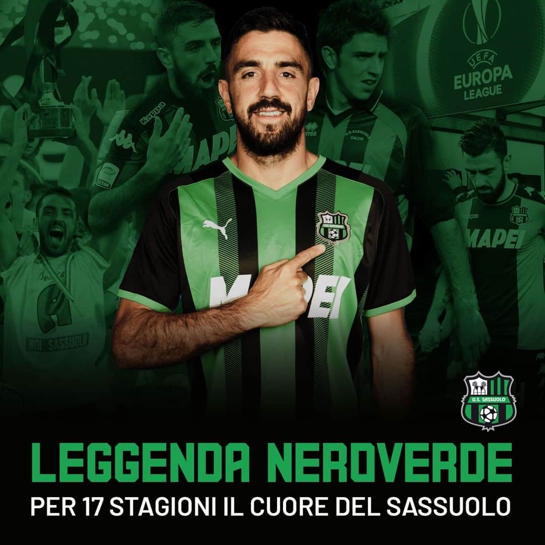 のインスタグラム：「L'addio al calcio di Capitan #Magnanelli 🎙️  🗨️ «Sono orgoglioso di essere rimasto a Sassuolo per 17 anni. Qui sono diventato uomo»  📺 Guarda la conferenza su www.sassuolochannel.tv   #ForzaSasol 🖤💚」
